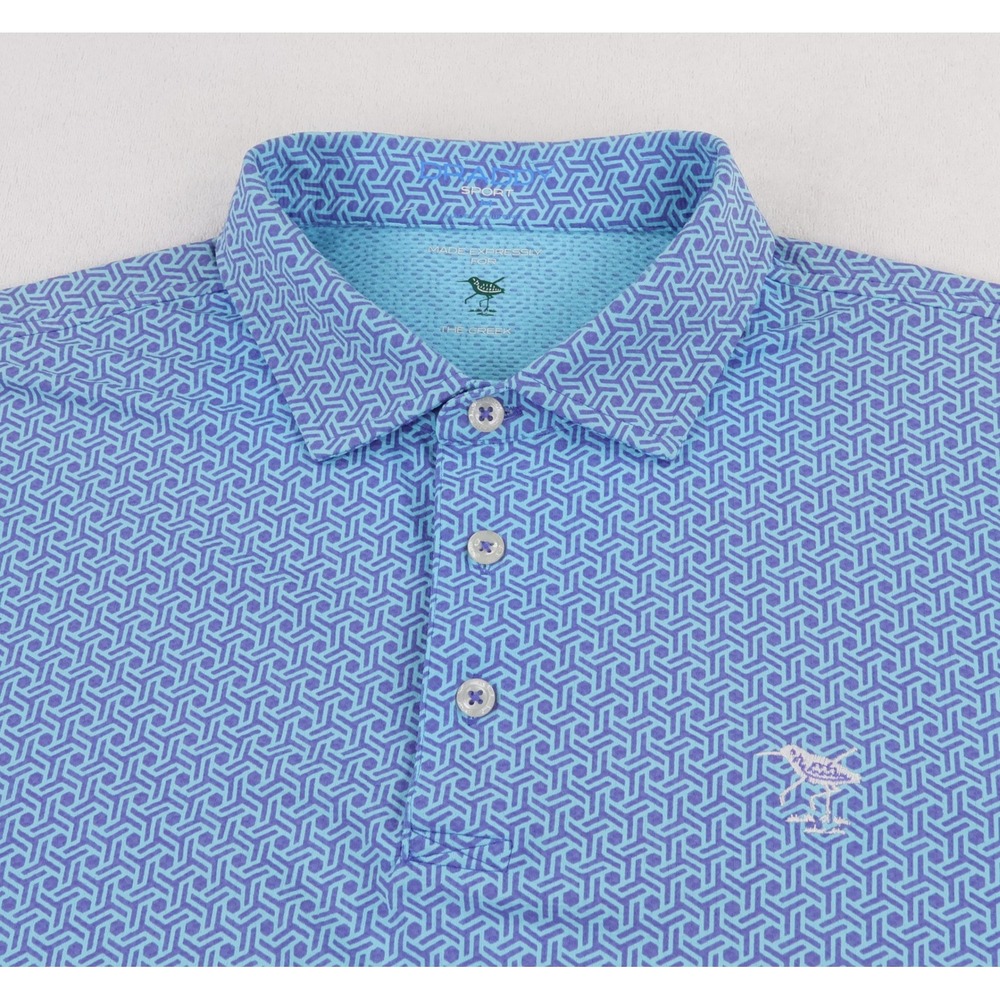 The Creek Golf Club B. Draddy Sport Golf Polo Mens L Large Blue Geometric